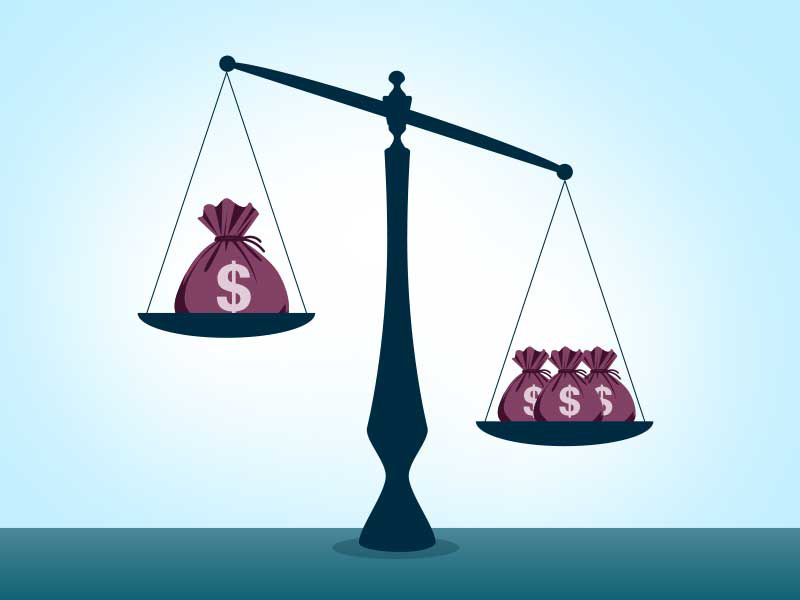 Money investment scale.